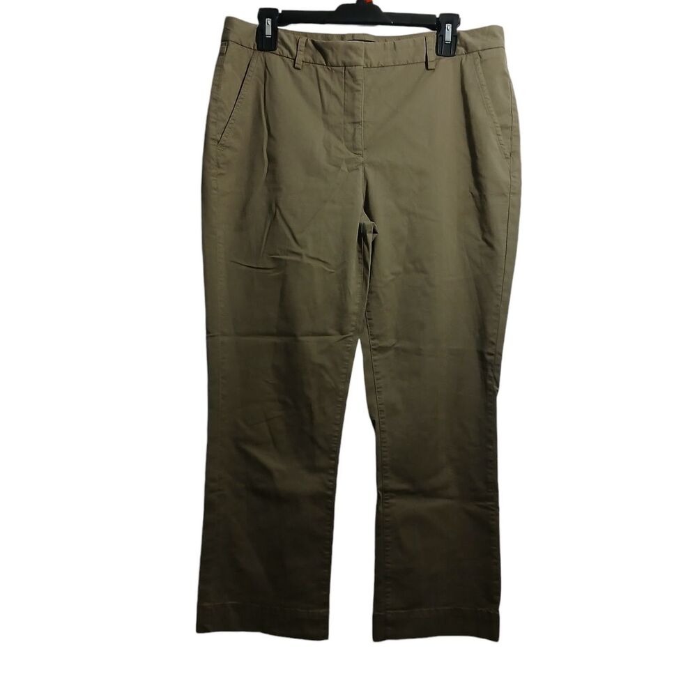Theory Pants Women 8 Green Mid Rise New Chino Straight Leg